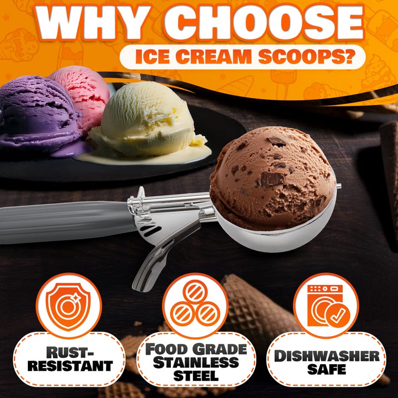 Reluen 4 oz Ice Cream Scoop with Trigger Release #8 â€“ Stainless Steel Versatile Tool for Baking, Cookies & Desserts Spoons, Dishwasher-Safe, Ergonomic Design for Precise Culinary Portions for Dessert Lovers - Image 3