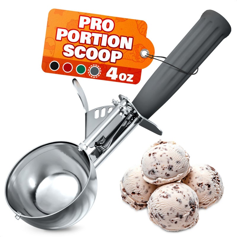 Reluen 4 oz Ice Cream Scoop with Trigger Release #8 â€“ Stainless Steel Versatile Tool for Baking, Cookies & Desserts Spoons, Dishwasher-Safe, Ergonomic Design for Precise Culinary Portions for Dessert Lovers - Image 1