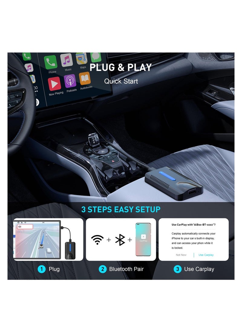 Wireless CarPlay & Android Auto Adapter, Plug & Play Wireless CarPlay, 4 in 1 USB Dongle for Cars with OEM Wired CarPlay & Android Auto for iOS 10+ and Android 11+
