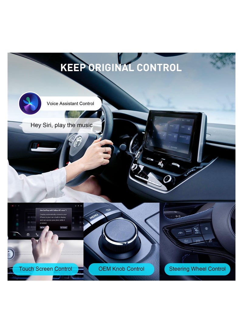 Wireless CarPlay & Android Auto Adapter, Plug & Play Wireless CarPlay, 4 in 1 USB Dongle for Cars with OEM Wired CarPlay & Android Auto for iOS 10+ and Android 11+