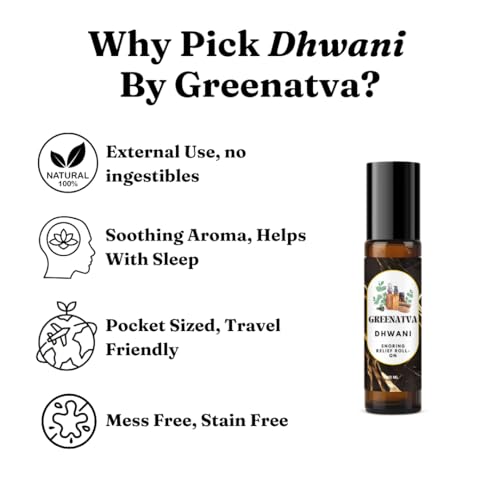 Greenatva Dhwani By Greenatva - Anti Snore Roll on, Reduces Snoring, Clears Congestion & Helps With Sleep. Marjoram, Thyme, Eucalyptus, Lemon Essential Oils Based, 10ml per bottle, Lasts More Than 60 applications, Organic, Plant Based & Vegan - Image 2
