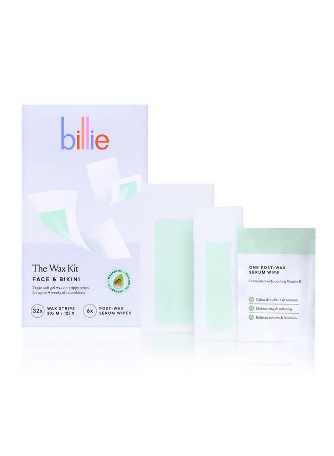 Billie Wax Kit Face & Bikini 32 Wax Strips 6 Postwax Serum Wipes  - Image 2
