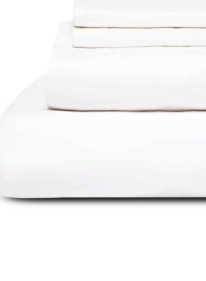 RISHAHOME RISHAHOME 3 Piece Bedsheet Set Twin Size|White Colour |1 Flat Bedsheet - 160x240 cm, 2 Pillowcases - 50x75 cm|Non allergic Microfiber for year-around use.  - Image 3