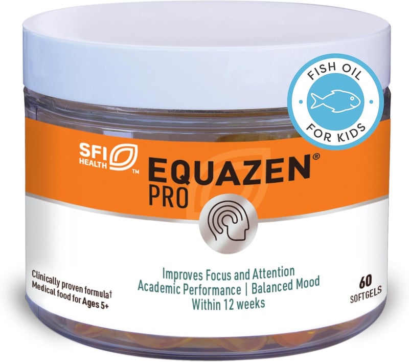 Equazen Pro SFI Health Fish Oil Softgels  Omega 3  Omega 6 for Kids  Teens  EPA GLA  DHA for Kids Mood Memory  Focus Support  Optimized for Bioavailability  Absorption 60 Softgels - Image 1