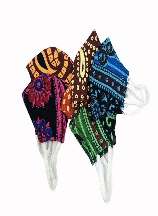 Evisha Wearable Assorted Print Printed Pure Cotton Cloth Double Layered Washable Reusable Mask (Kids Sanganeri 6 Mask) - Image 2