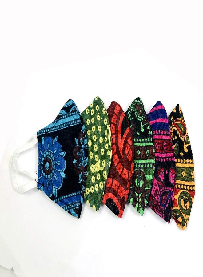 Evisha Wearable Assorted Print Printed Pure Cotton Cloth Double Layered Washable Reusable Mask (Kids Sanganeri 6 Mask) - Image 3