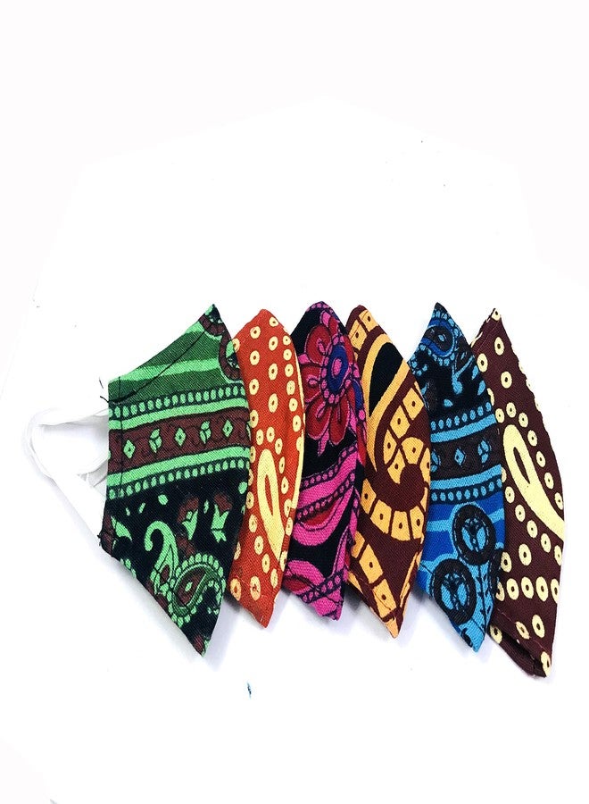 Evisha Wearable Assorted Print Printed Pure Cotton Cloth Double Layered Washable Reusable Mask (Kids Sanganeri 6 Mask) - Image 4