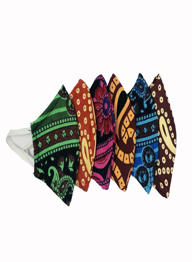 Evisha Wearable Assorted Print Printed Pure Cotton Cloth Double Layered Washable Reusable Mask (Kids Sanganeri 6 Mask) - Image 1