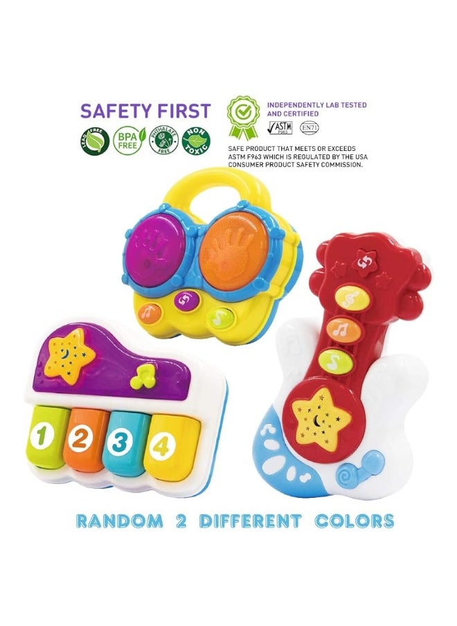 WEofferwhatYOUwant Portable Set of 3 (Piano, Bongo Drums, Guitar) Educational Toy for Music Learning and Entertainment for Ages 6 Months to 4 Years. All 6 Batteries Included.  - Image 2