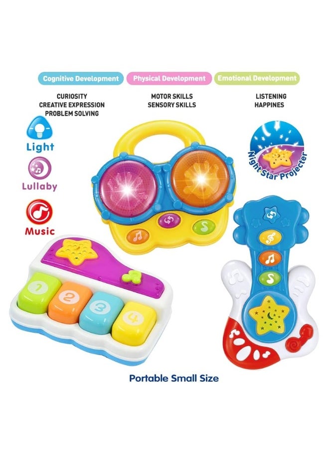 WEofferwhatYOUwant Portable Set of 3 (Piano, Bongo Drums, Guitar) Educational Toy for Music Learning and Entertainment for Ages 6 Months to 4 Years. All 6 Batteries Included.  - Image 5