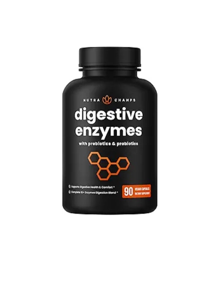 NutraChamps Digestive Enzymes with Probiotics and Prebiotics for Women & Men 90 Capsules 