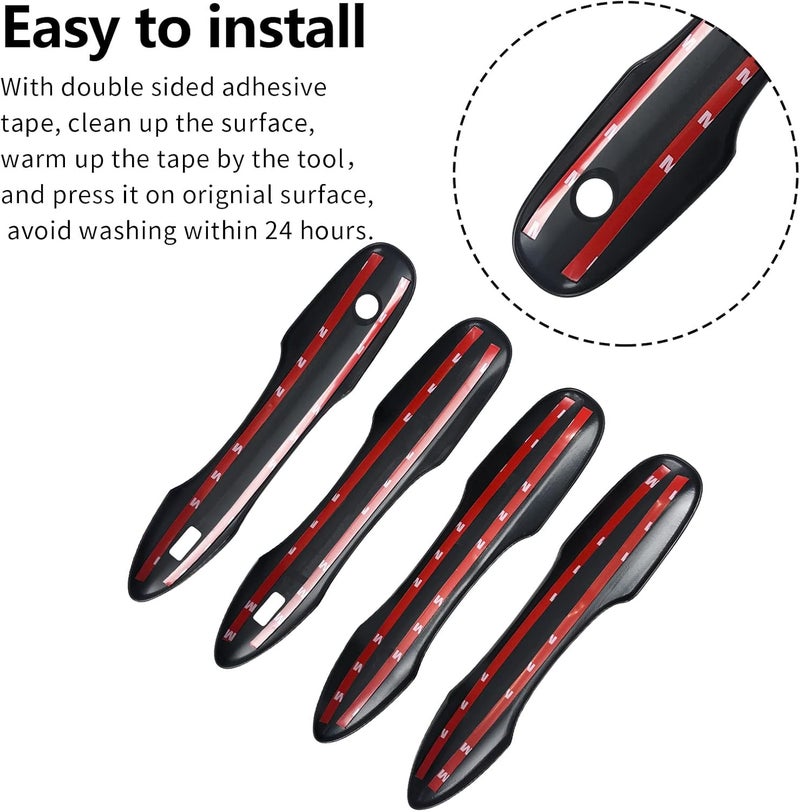 BENXUTO Door Handle Cover Trim Compatible with Toyota Camry 2018-2025 /Corolla 2019-2025 /Avalon 2019-2022 /Pruis Hatchback 2016-2024 Accessories Exterior Door Handle with 2 Smart Key Entry Holes Matte Black - Image 5