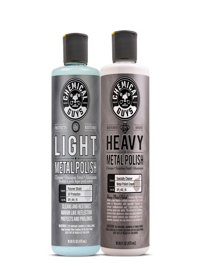 Chemical Guys SPI40916 Light & Heavy Metal Polish Kit, Restore, Protect, and Shine All Metal Surfaces, 2-16 fl oz - Image 1