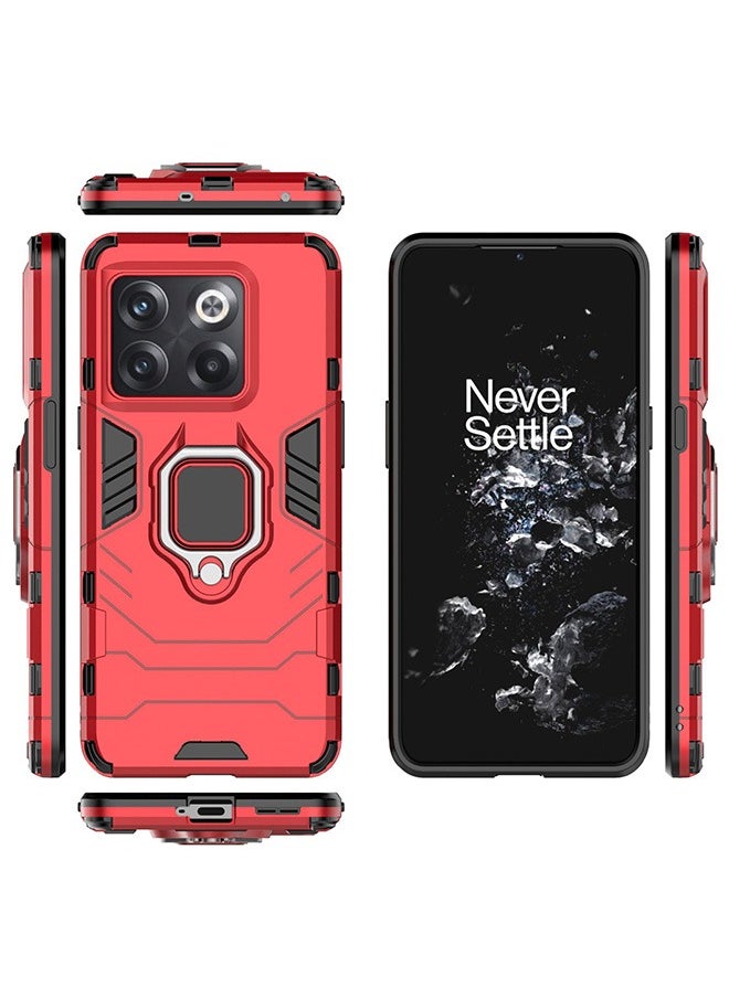Generic - Compatible With OnePlus 10T/OnePlus ACE Pro Case, Hybrid Heavy Duty Protection Defender Kickstand Armor Case Cover, Anti-Fall Drop Protection, Shockproof Case , Red - Image 1