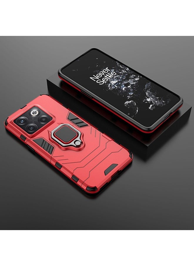 Generic - Compatible With OnePlus 10T/OnePlus ACE Pro Case, Hybrid Heavy Duty Protection Defender Kickstand Armor Case Cover, Anti-Fall Drop Protection, Shockproof Case , Red - Image 1