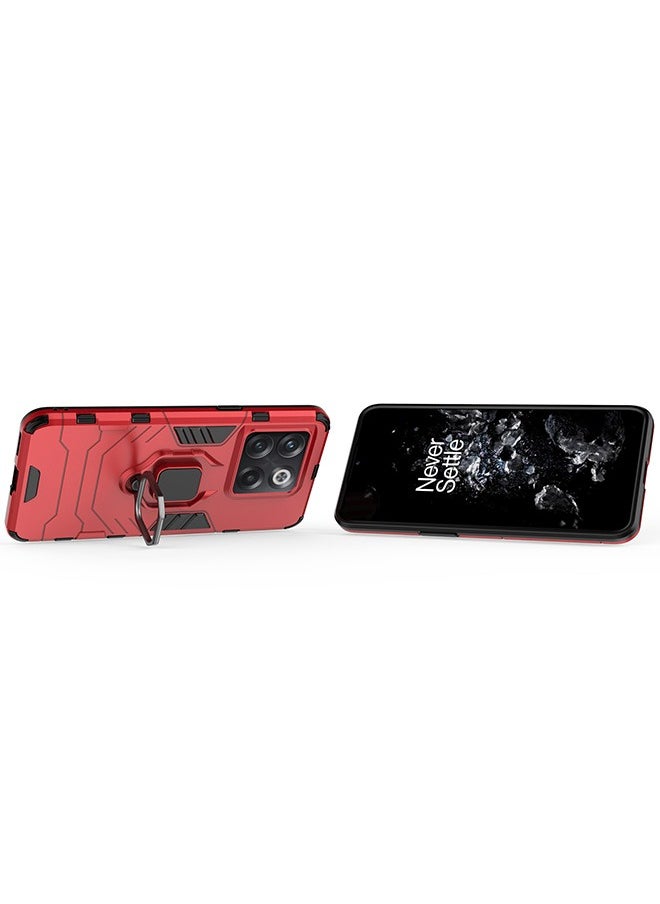 Generic - Compatible With OnePlus 10T/OnePlus ACE Pro Case, Hybrid Heavy Duty Protection Defender Kickstand Armor Case Cover, Anti-Fall Drop Protection, Shockproof Case , Red - Image 1
