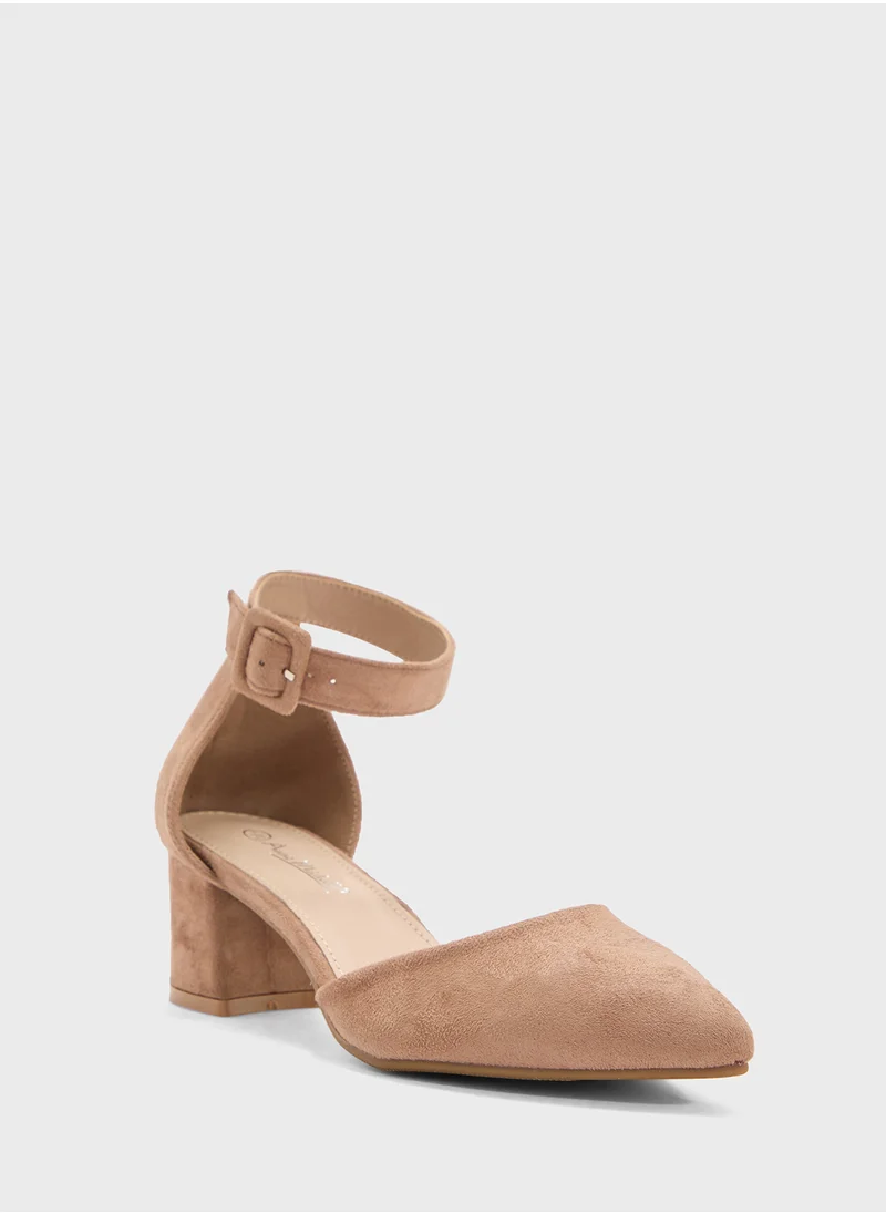 ايلا Low Heel Pump With Ankle Strap