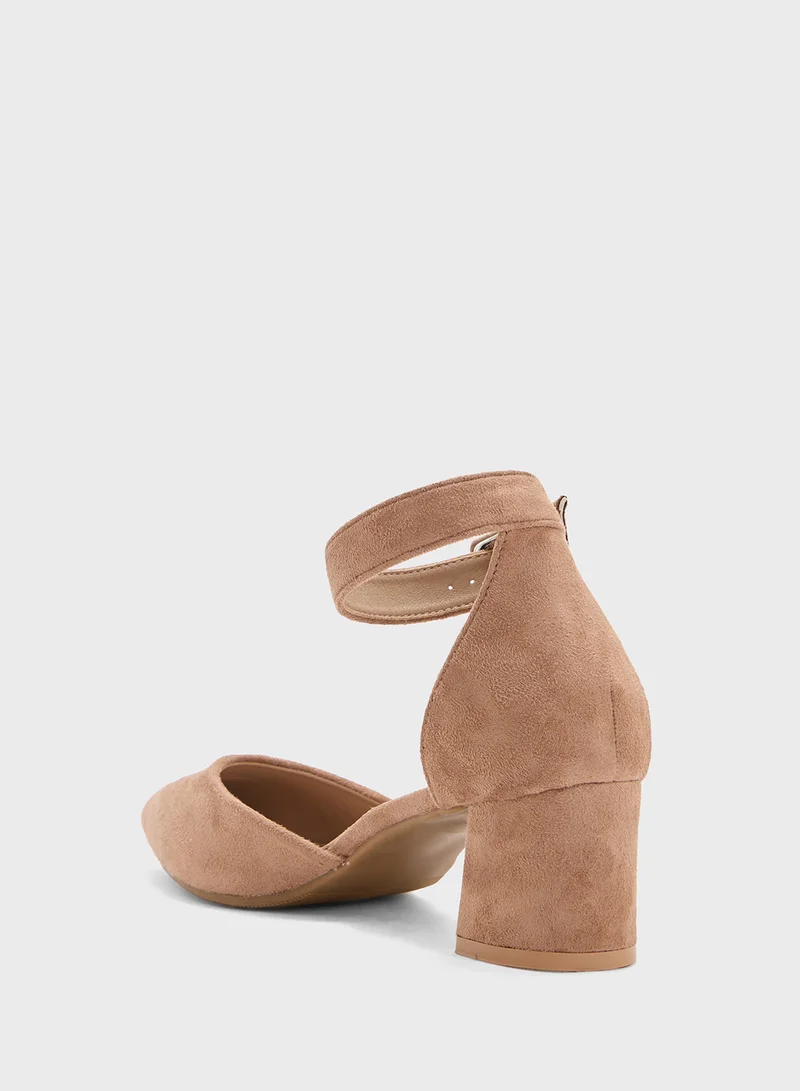 Anne Michelle Low Heel Pump With Ankle Strap