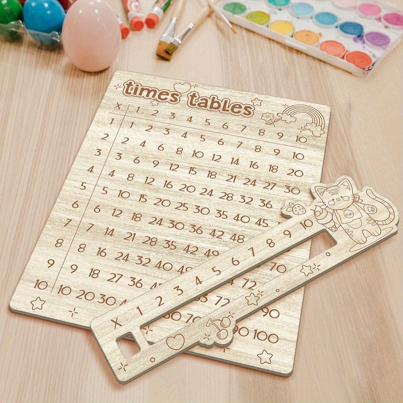 Wooden Multiplication Table Board For 1st Grade Math Class Back To School Gift Craft Family - Image 1