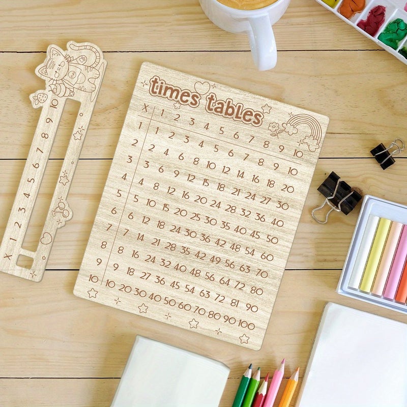 Wooden Multiplication Table Board For 1st Grade Math Class Back To School Gift Craft Family - Image 2