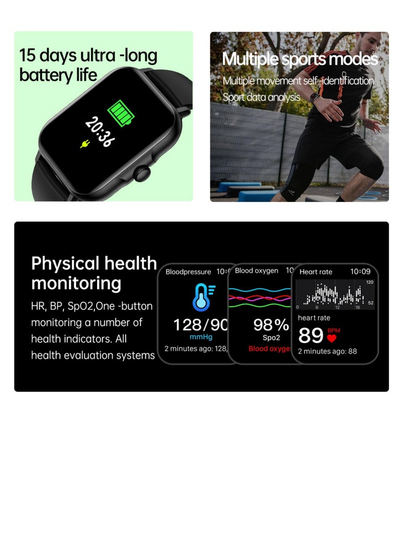 Excefore Smart Watch(Answer/Make Call), 1.83" HD Screen, IP67 Waterproof Fitness Watch Bluetooth Call, 100+ Sport Modes Fitness Tracker Watch, Heart Rate Sleep Monitor Pedometer Smartwatch - Image 4
