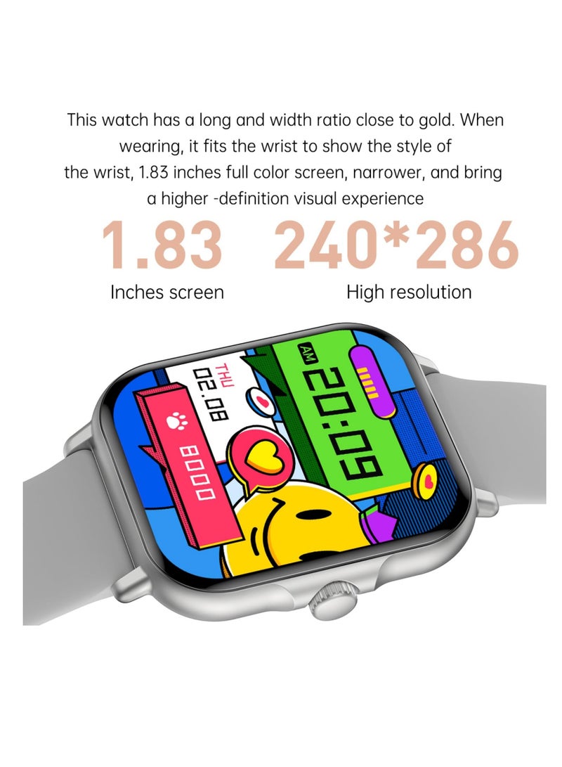 Excefore Smart Watch(Answer/Make Call), 1.83" HD Screen, IP67 Waterproof Fitness Watch Bluetooth Call, 100+ Sport Modes Fitness Tracker Watch, Heart Rate Sleep Monitor Pedometer Smartwatch - Image 2
