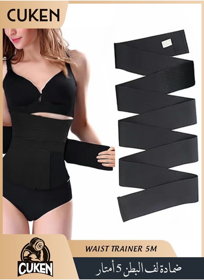 Cuken 5M Waist Trainer for Women Lower Belly Fat, Slimming Tummy Wrap Belt Adjustable Comfortable Back Braces for Lower Back Pain Relief Abdominal Body Slimming Belt For Flat Tummy Belly Slimming Belt Sweat Band, Non-Slip  - Image 1