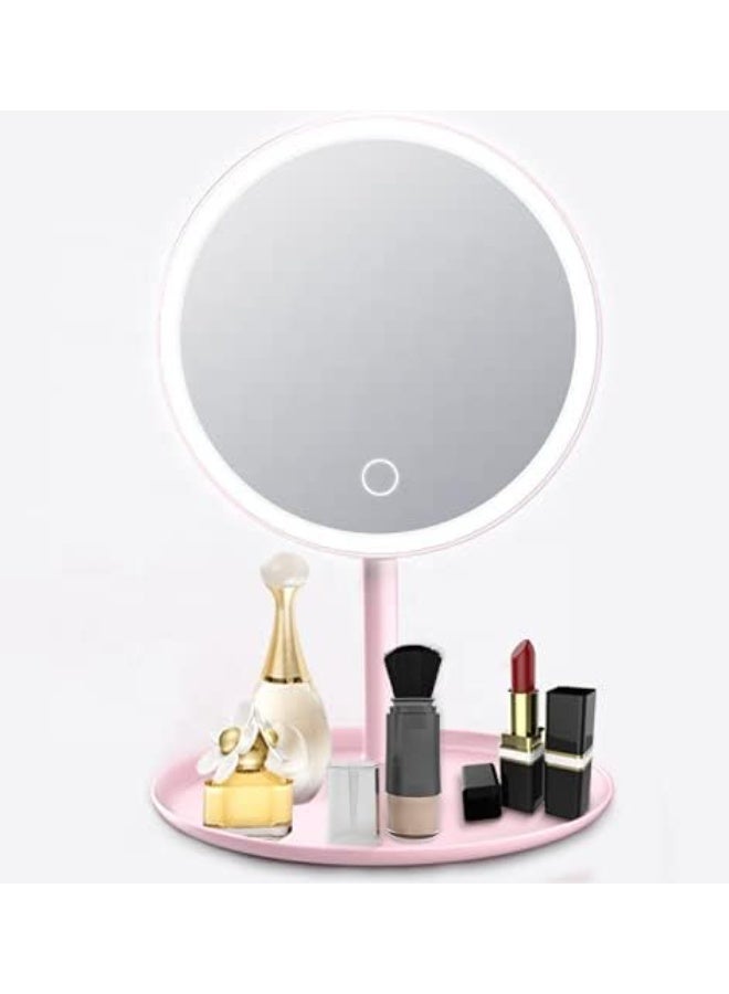 NAMA LED Makeup Mirror - with Smart Touch Natural Lighting, 180° Adjustable Makeup Mirror with Storage Tray and Portable Roller for Countertop, Multiple Colors Available, USB Powered - Image 3