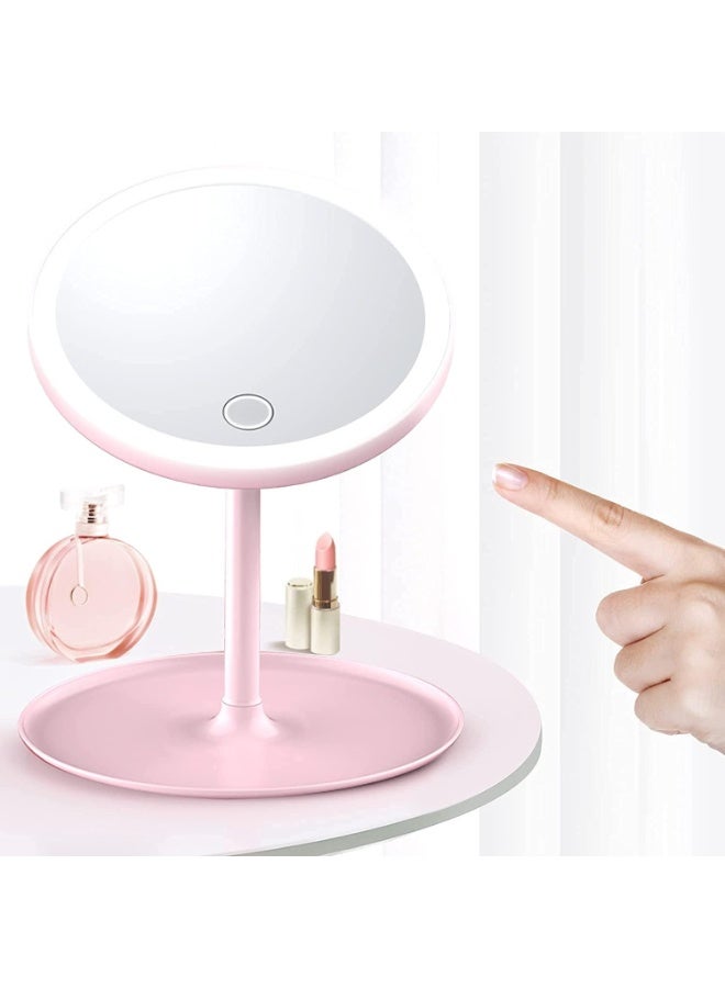 NAMA LED Makeup Mirror - with Smart Touch Natural Lighting, 180° Adjustable Makeup Mirror with Storage Tray and Portable Roller for Countertop, Multiple Colors Available, USB Powered - Image 1