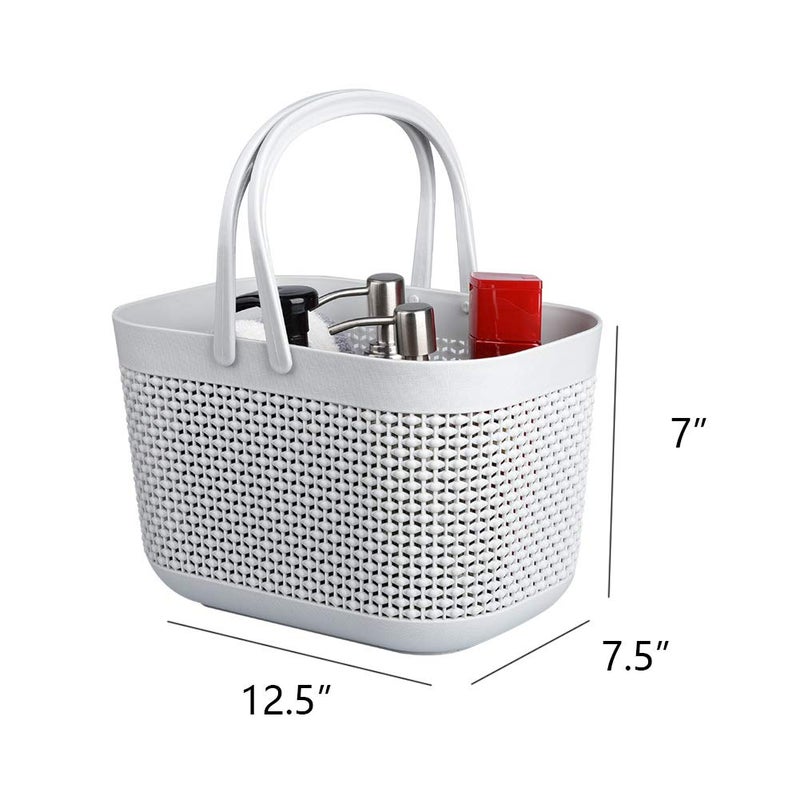 UUJOLY Plastic Organizer Storage Baskets with Handles, Shower Caddy Bins Organizer for Bathroom and kitchenï¼ˆGrey - Image 4
