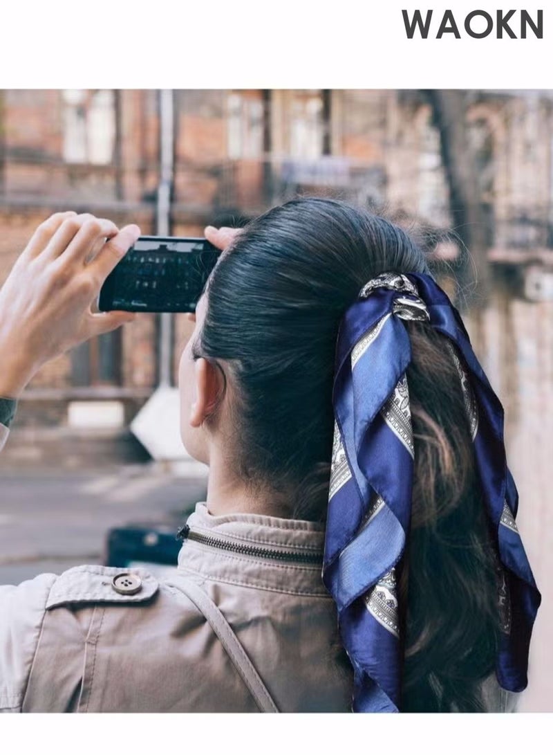 دبليو أيه أو كي أن شال مربع صغير من الساتان شال طباعة الكاجو الرجعية ، 4 أوشال مربعة شال على الطراز البوهيمي ، شال مجموعة مهنية جديدة ، عصرية وعصرية ، خفيفة الوزن وتتنفس ، مناسبة لمجموعة شال نوم النساء (60 × 60 سم) - Image 4