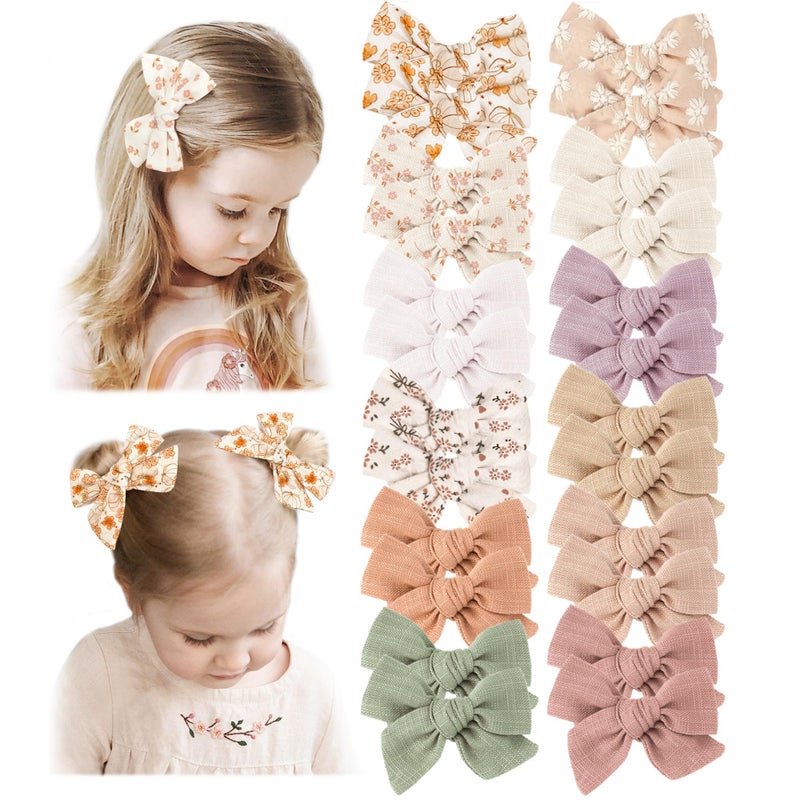 Niceye 24 PACK Baby Girl Hair Clips Set, Hair Bows Barrettes Handmade Accessories Alligator Clip for Babies Infant Toddlers Kids in Pairs - Image 1