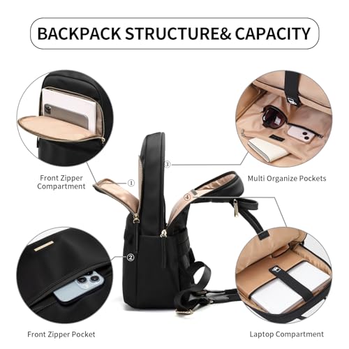 GOLF SUPAGS Laptop Backpack for Women Slim Computer Bag Work Travel College Backpack Purse Fits 14 Inch Notebook (Black) - Image 3