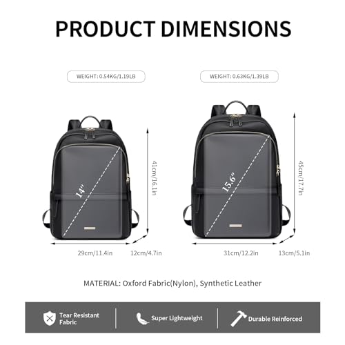 GOLF SUPAGS Laptop Backpack for Women Slim Computer Bag Work Travel College Backpack Purse Fits 14 Inch Notebook (Black) - Image 5