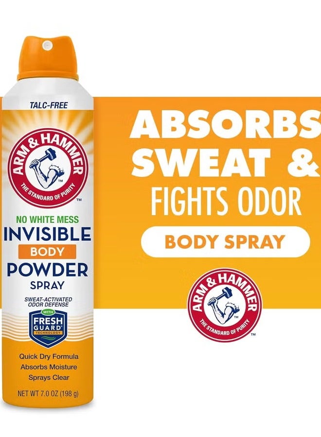 Arm & Hammer Invisible Body Powder Spray, Quick Dry Formula Absorbs Moisture, Talc-Free 198g - Image 1