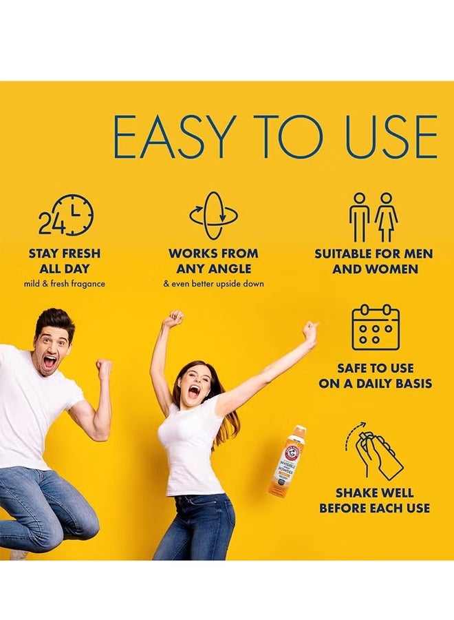 Arm & Hammer Invisible Body Powder Spray, Quick Dry Formula Absorbs Moisture, Talc-Free 198g - Image 2