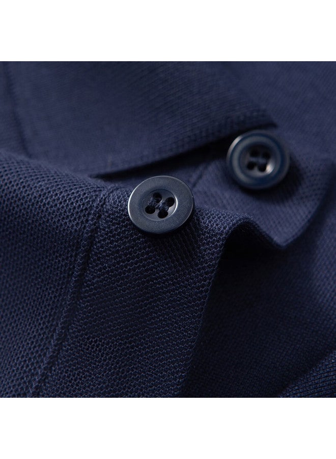 Tucano Men's Long Sleeve Polo Shirt Spring Autumn Business Casual Turn-down Collar Polo Shirt Basic Formal Top Men's Clothing Navy Blue L - Image 3