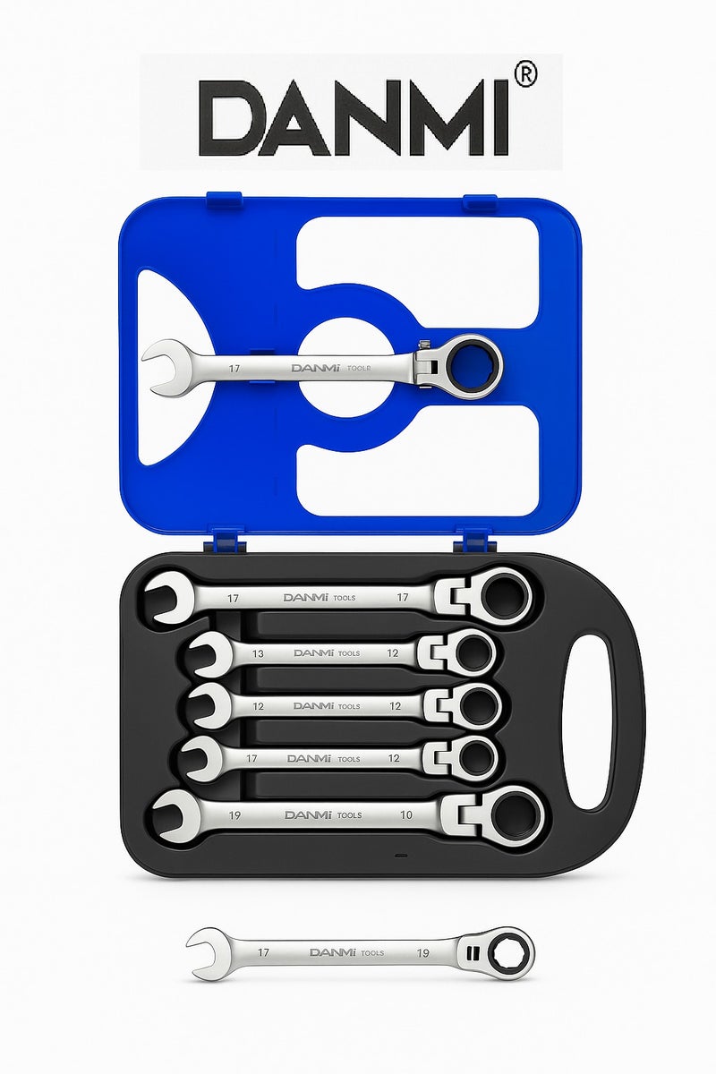 دانمي طقم مفاتيح مشقوفة برأس مسنن مرن 7 قطع من DANMI – رَتْش مرن وقابل للثني – مع حقيبة حمل – المقاسات 8/10/12/13/14/17/19 مم – ART:121098 - Image 3
