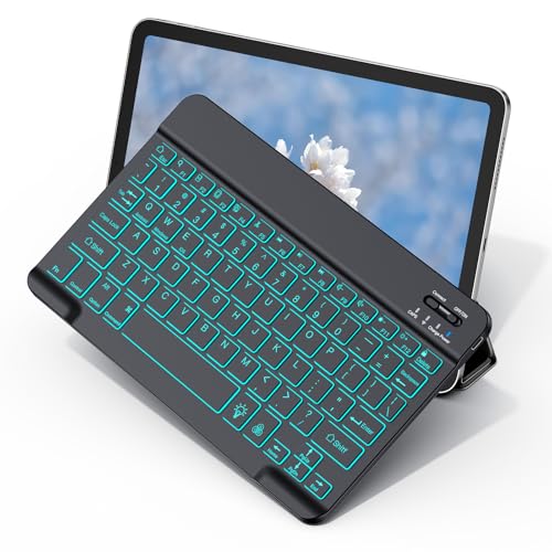 XIWMIX Wireless Bluetooth Keyboard for Samsung Galaxy Tablets, 7-Color Backlit, Ultra-Slim Portable, Type-C Rechargeable, Compatible with Tab A9+/S10 FE/S9/S9 FE/S9+/S9 FE+/S6 Lite/S7/A8 - Image 1