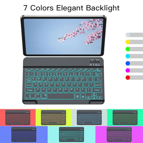 XIWMIX Wireless Bluetooth Keyboard for Samsung Galaxy Tablets, 7-Color Backlit, Ultra-Slim Portable, Type-C Rechargeable, Compatible with Tab A9+/S10 FE/S9/S9 FE/S9+/S9 FE+/S6 Lite/S7/A8 - Image 2