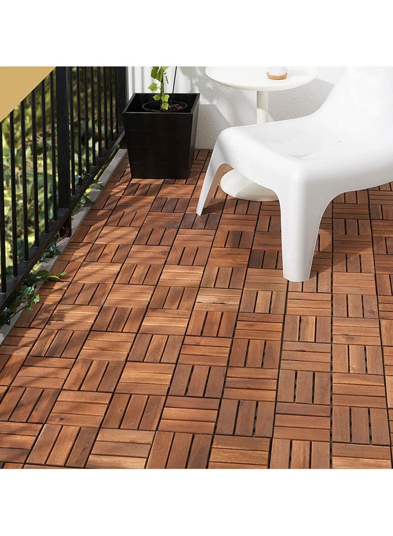LINGWEI 10pcs Wooden Tiles Hardwood Decking Tiles with Snap & Plastic Base Easy to Install Interlocking Floor Tiles for Outdoor & Indoor Use Decorative Deck Tiles for Garden Balcony Home Pool - Image 4