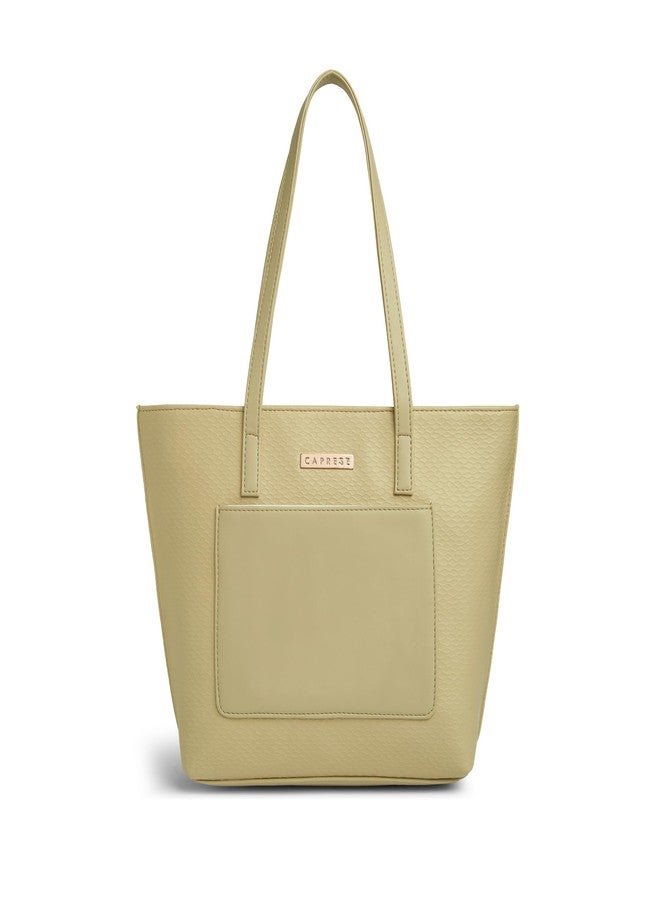 Caprese Fredaa Medium Tote Bag for Women | Stylish, Durable, Multi-Compartment Design for Work, Travel, Shopping | Large Capacity, Comfortable Straps, Ideal for Tab & Essentials (Alpine Oat) - Image 1