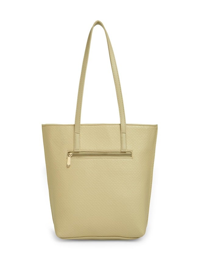 Caprese Fredaa Medium Tote Bag for Women | Stylish, Durable, Multi-Compartment Design for Work, Travel, Shopping | Large Capacity, Comfortable Straps, Ideal for Tab & Essentials (Alpine Oat) - Image 5