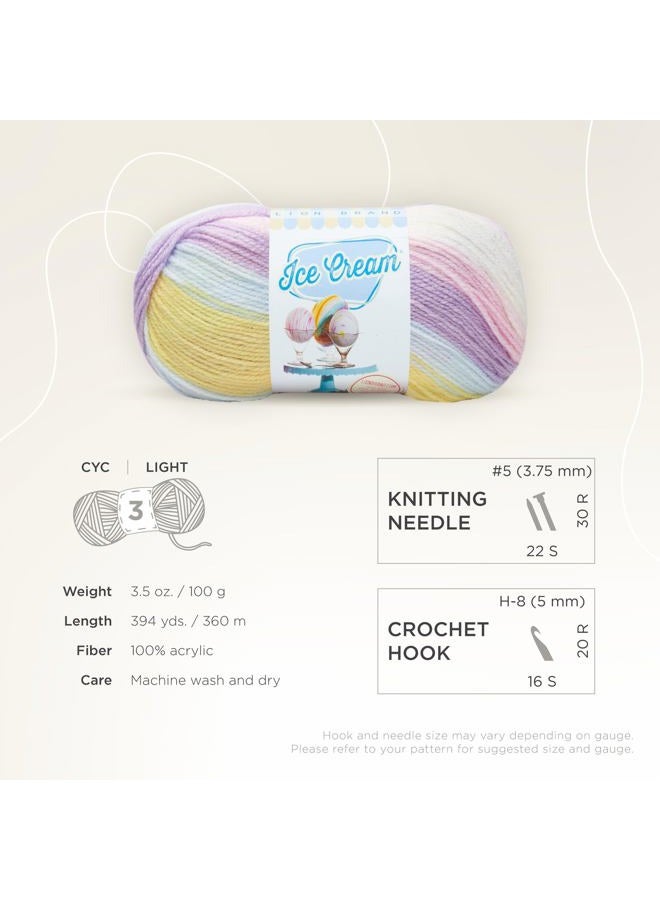 Lion Brand Yarn (1 خيط) خيوط آيس كريم للأطفال، حلوى القطن - Image 4