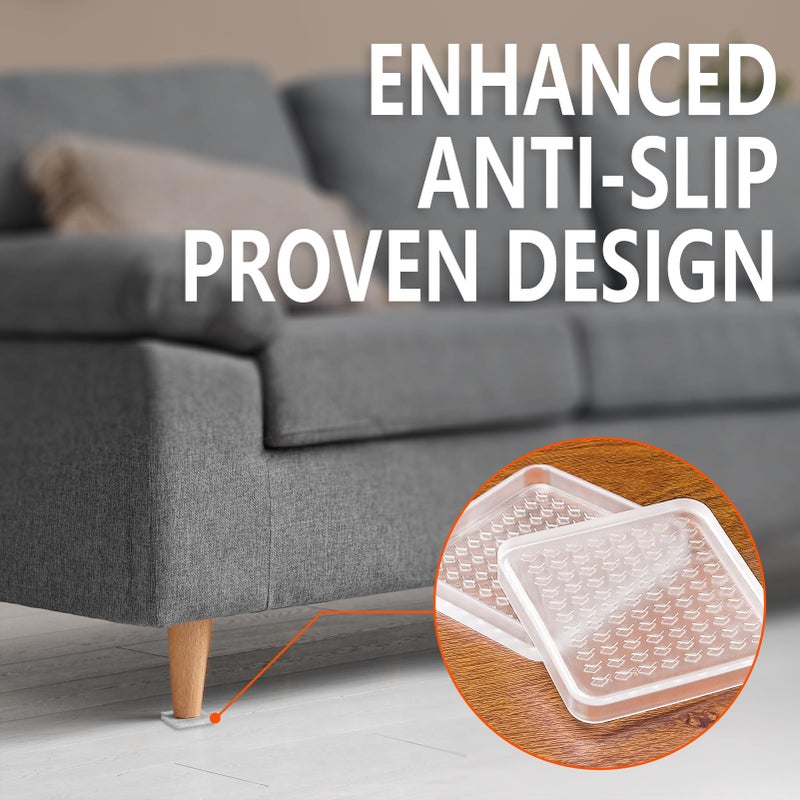 PROPA Non Slip Furniture Pad for Hardwood Floor, 8 Pcs 2" Clear Furniture Coaster Cup, Odorless & No-Stain Anti Slip Rubber Grippers | Heavy Duty Floor Protectors for Bed, Couch, Anti Skid Rubber Feet - Image 3