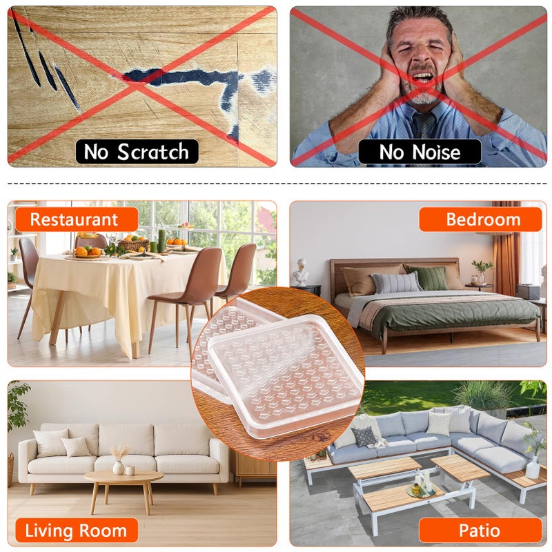 PROPA Non Slip Furniture Pad for Hardwood Floor, 8 Pcs 2" Clear Furniture Coaster Cup, Odorless & No-Stain Anti Slip Rubber Grippers | Heavy Duty Floor Protectors for Bed, Couch, Anti Skid Rubber Feet - Image 4