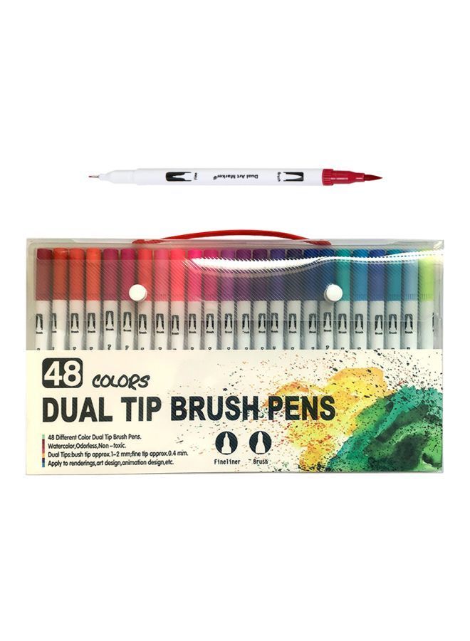 NIBEMINENT 48 Colors Dual Tip Brush Pen Set Multicolour - Image 1