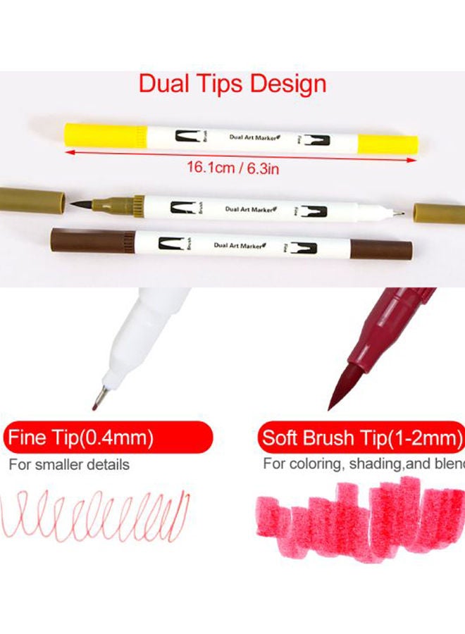 NIBEMINENT 48 Colors Dual Tip Brush Pen Set Multicolour - Image 2
