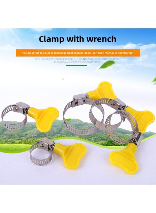 Source Pipe Hoop 201 Semi-steel American Hose Hoop With Handle Water Pipe Clamp Holding Hoop Clip Stainless Steel Pipe Clamp Holding Hoop-Specifications And Models:22-32(1 Inch) 8mm Wide Small Beauty Handle Stainless Steel Card - Image 1