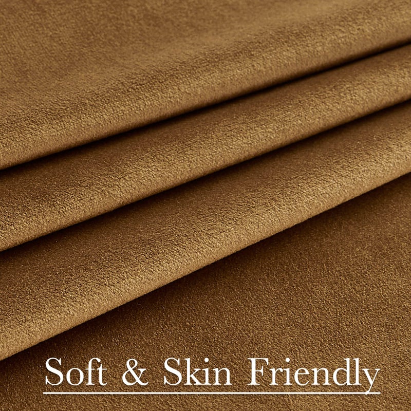 StangH Gold Brown Velvet Curtains 96 inches Long for Living Room, Luxury Back Tab Heavy Blackout Thermal Insulated Privacy Window Drapes for Bedroom/Sliding Door/Hall, W52 x L96, 2 Panels - Image 5
